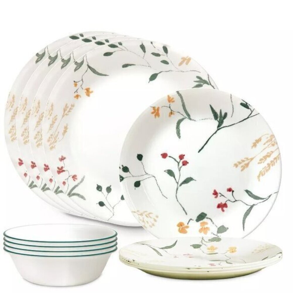 Corelle Vitrelle Signature Wildflower Scatter 12-Piece Dinnerware Set